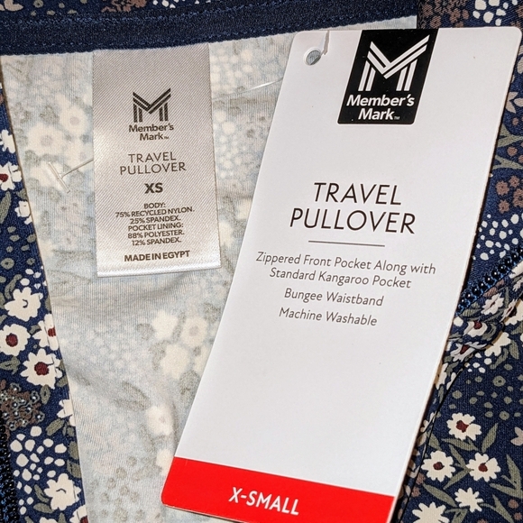 Member's Mark XS  Zipper Kangaroo Pocket Long Sleeve Travel Pullover Floral NWT - Picture 14 of 14